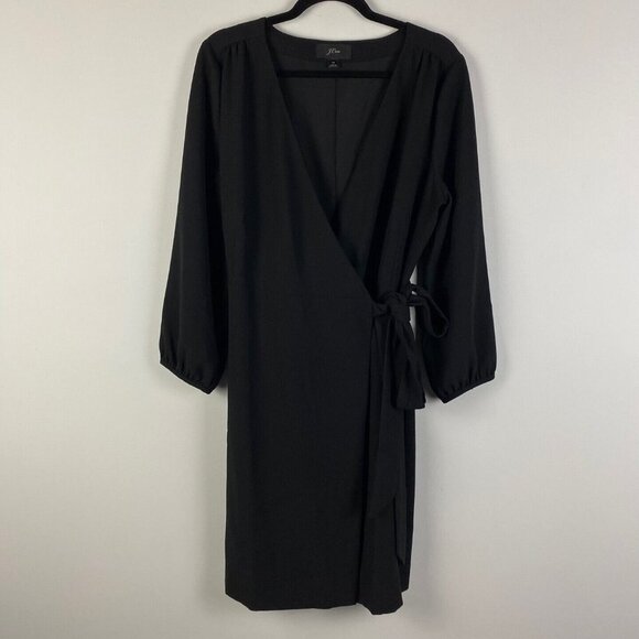 J. Crew Black Midi Wrap Dress - Picture 1 of 9
